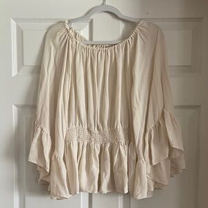 Nicole Miller Artelier Chic Cream Peasant Blouse for Women